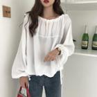 Puff-sleeve Drawstring Blouse