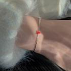 Heart Bangle Silver & Red - One Size