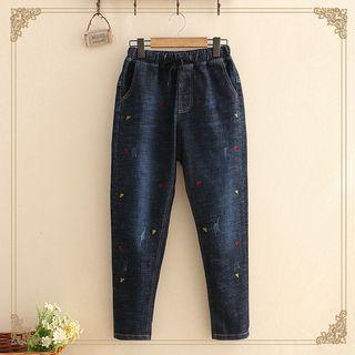 Triangle Embroidered Denim Jeans