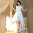 Asymmetric Halter-neck Cross-back A-line Dress
