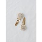 Bead Cluster Hair Barrette Set Of 2 Gold - One Size