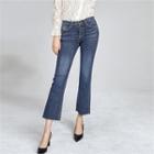From Seoul Fray-hem Washed Boot-cut Jeans