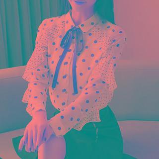 Dotted Ruffle Chiffon Shirt