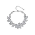Fashion Temperament Leaf Bracelet With Cubic Zirconia Silver - One Size