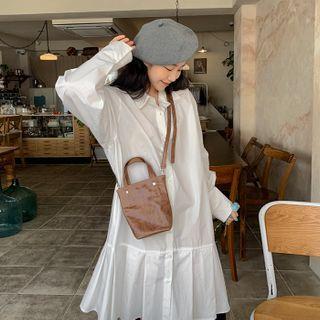 Pleat-hem Cotton Shirtdress