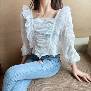 Ruffle Long-sleeve Slim-fit Blouse