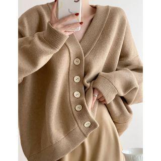 V-neck Cardigan Light Camel - One Size