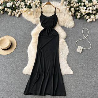Suspender Plain A-line Dress