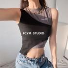 Mock Two-piece Lettering Crop Tank Top