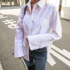 Hoop Wide-cuff Cotton Shirt