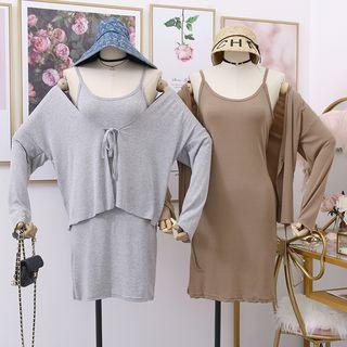 Set: Sleeveless Mini Dress + Light Cardigan