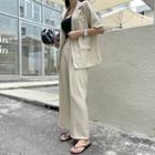 Set: Double-button Blazer + Wide-leg Pants