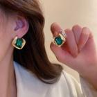 Rhinestone Geometric Stud Earring 1 Pair - Green - One Size