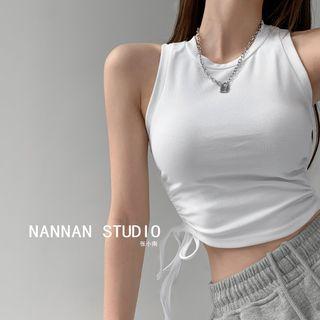 Drawstring-side Crop Tank Top