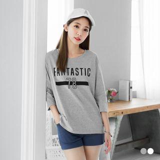 3/4 Sleeve Letter Printed Tee