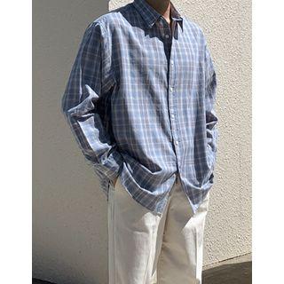 Curve-hem Oversize Plain Shirt