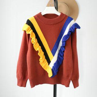 Frill-trim Color Block Sweater