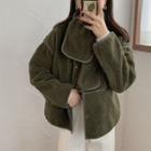Round-neck Argyle Fleece Coat Vintage Green - One Size