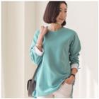 Contrast-cuff Dip-back T-shirt