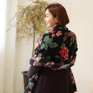 Floral Print Scarf Black - One Size