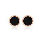 Simple And Fashion Plated Rose Gold Geometric Black Round 316l Stainless Steel Stud Earrings Rose Gold - One Size