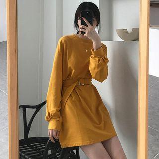 Tie Waist Long-sleeve T-shirt Dress