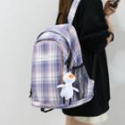 Plaid Nylon Backpack / Charm / Set