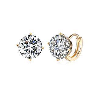 Simple And Fashion Plated Champagne Gold Round Cubic Zircon Earrings Champagne - One Size