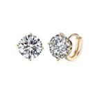 Simple And Fashion Plated Champagne Gold Round Cubic Zircon Earrings Champagne - One Size