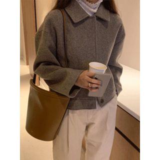 Hidden-button Herringbone Jacket