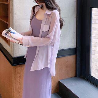 Light Cardigan/ Strappy Midi Dress