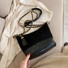 Faux Leather Paneled Quilted Crossbody Bag
