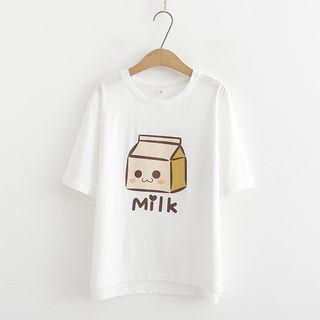 Milk Print Short-sleeve T-shirt White - One Size