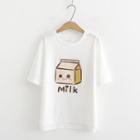Milk Print Short-sleeve T-shirt White - One Size