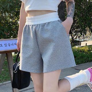 High Waist Wide Leg Shorts Gray - One Size