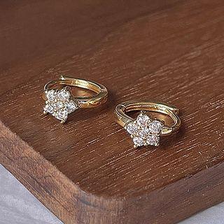 Rhinestone Flower Hoop Earring 1 Pair - 139 - Gold - One Size