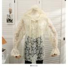 Sheer Lace Hooded Long Top Almond - One Size