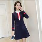 Contrast Collar Striped Dress