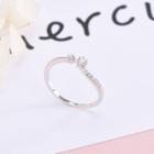 925 Sterling Silver Rhinestone Open Ring Rs468 - White - One Size