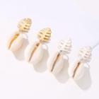 Leaf Alloy Shell Dangle Earring 1 Pair - 02 - Silver - One Size