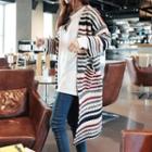 Striped Long Cardigan White - One Size