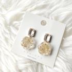 Rose Resin Faux Crystal Dangle Earring 1 Pair - Silver Earrings - Transparent - One Size