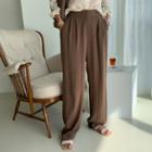 Wide-leg Dress Pants Brown - One Size