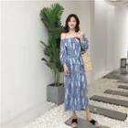 Print Off-shoulder 3/4-sleeve Dress
