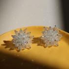 Faux Crystal Flower Earring 1 Pair - Transparent - One Size