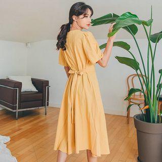 Plus Size Linen Blend Midi Dress