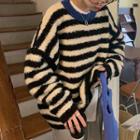 Striped Sweater Blue Collar - Stripe - Black & White - One Size