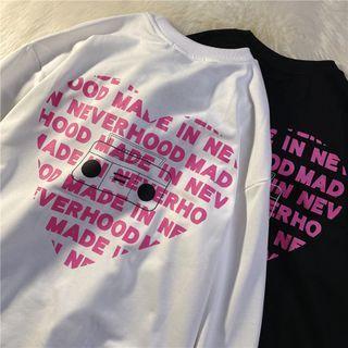 Lettering Heart Print Sweatshirt