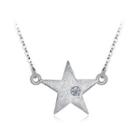 925 Sterling Silver Star Necklace With Austrian Element Crystal Silver - One Size