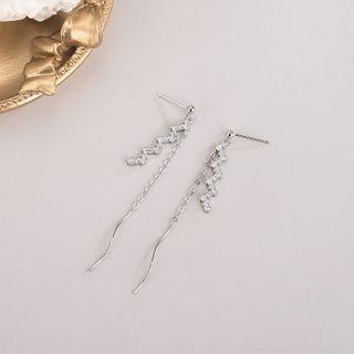 925 Sterling Silver Cz Fringed Earring